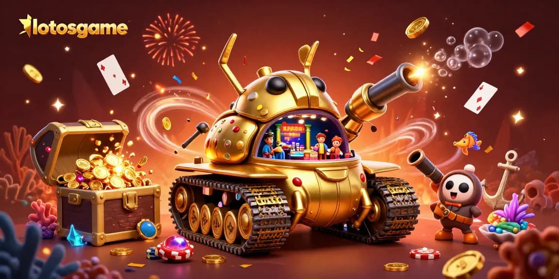Lotosgame invites players to experience a vibrant 3D casino adventure with a golden beetle tank!