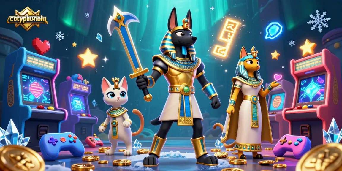 Experience strategic play in cotyphu-nohu as Anubis and Bastet conquer vibrant arcade realms!