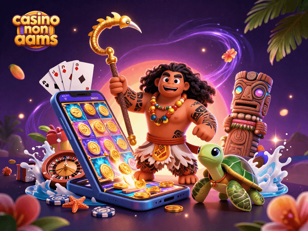 Un'esperienza di gioco unica in un casino non AAMS con un dio Maui e un'amichevole tartaruga.