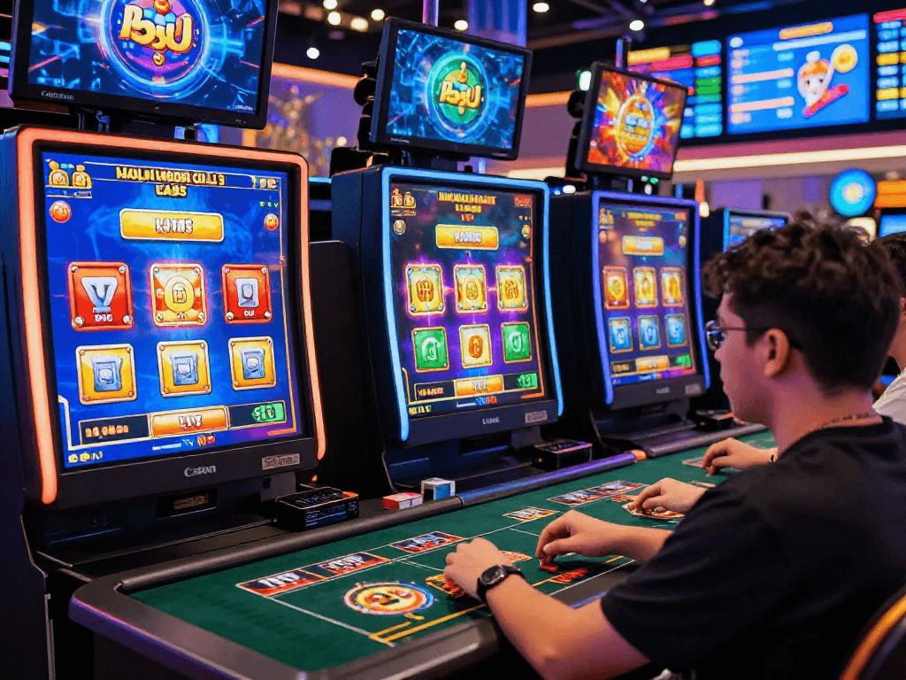 Khung cảnh trực tuyến tại Jin88 với người chơi tham gia trò chơi đa dạng như slot và casino trực tiếp.