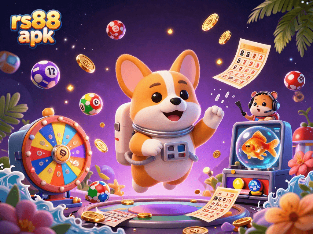 Experience gaming excitement with rs88 apk in a vibrant, dynamic 3D casino scene.