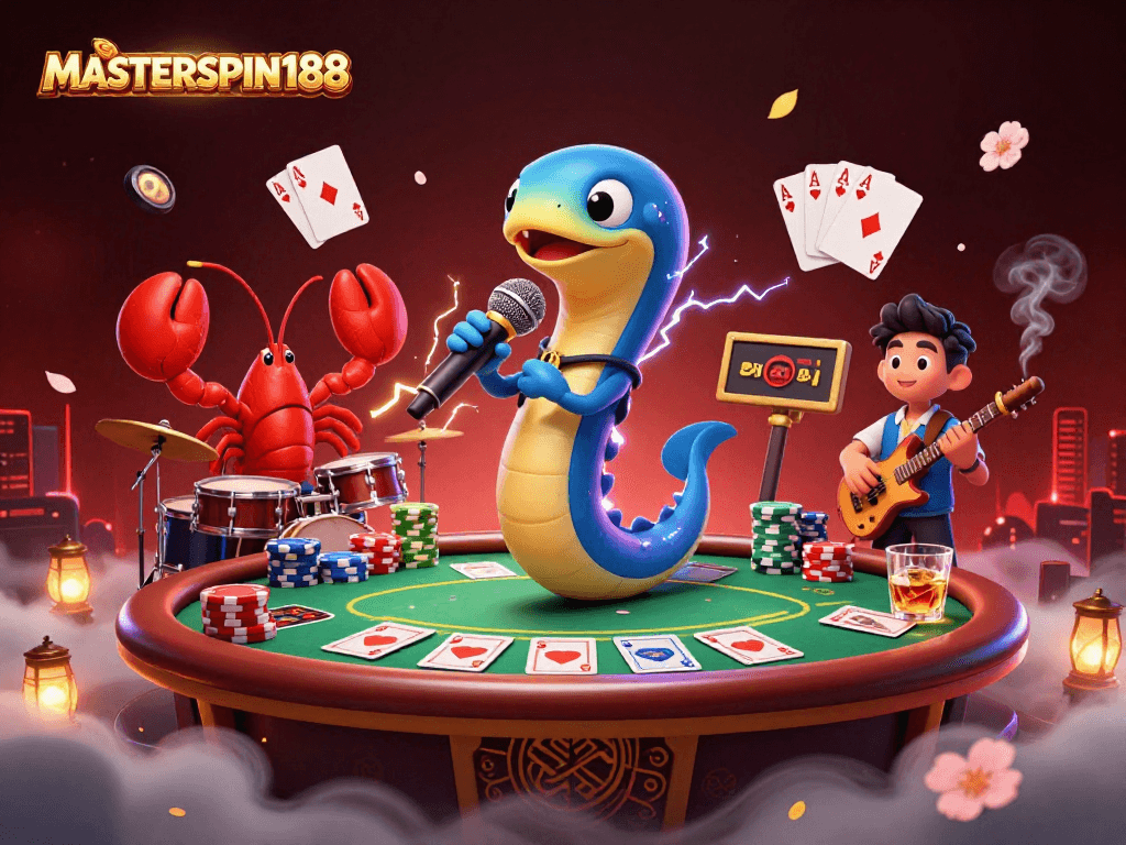 Engage with MASTERSPIN188 through an immersive underwater casino scene with vibrant gaming elements.