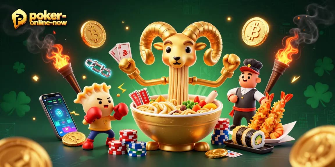 Engage with poker-online-now featuring vibrant characters in a casino scene layered with digital assets.