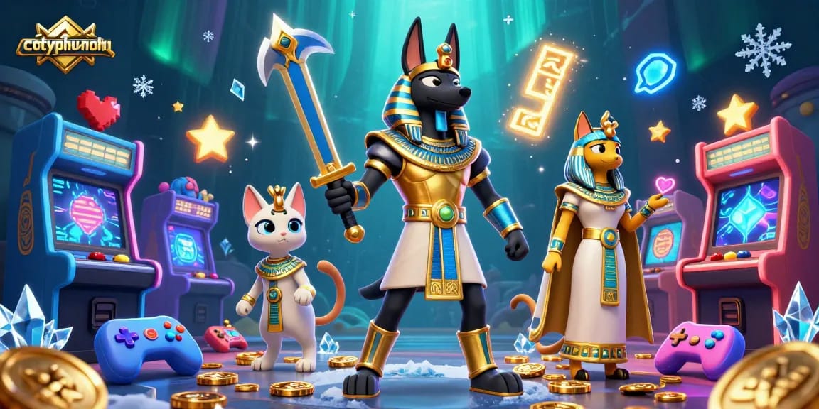 Experience strategic play in cotyphu-nohu as Anubis and Bastet conquer vibrant arcade realms!