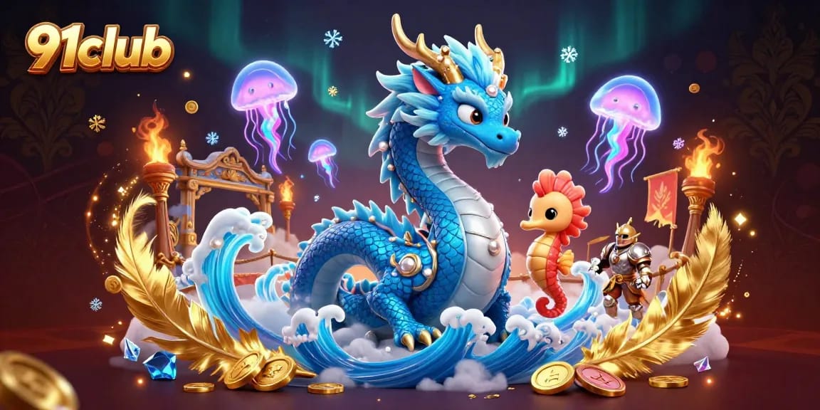 Engage with the thrilling color prediction game at 91club, featuring vibrant dragons and magical elements.