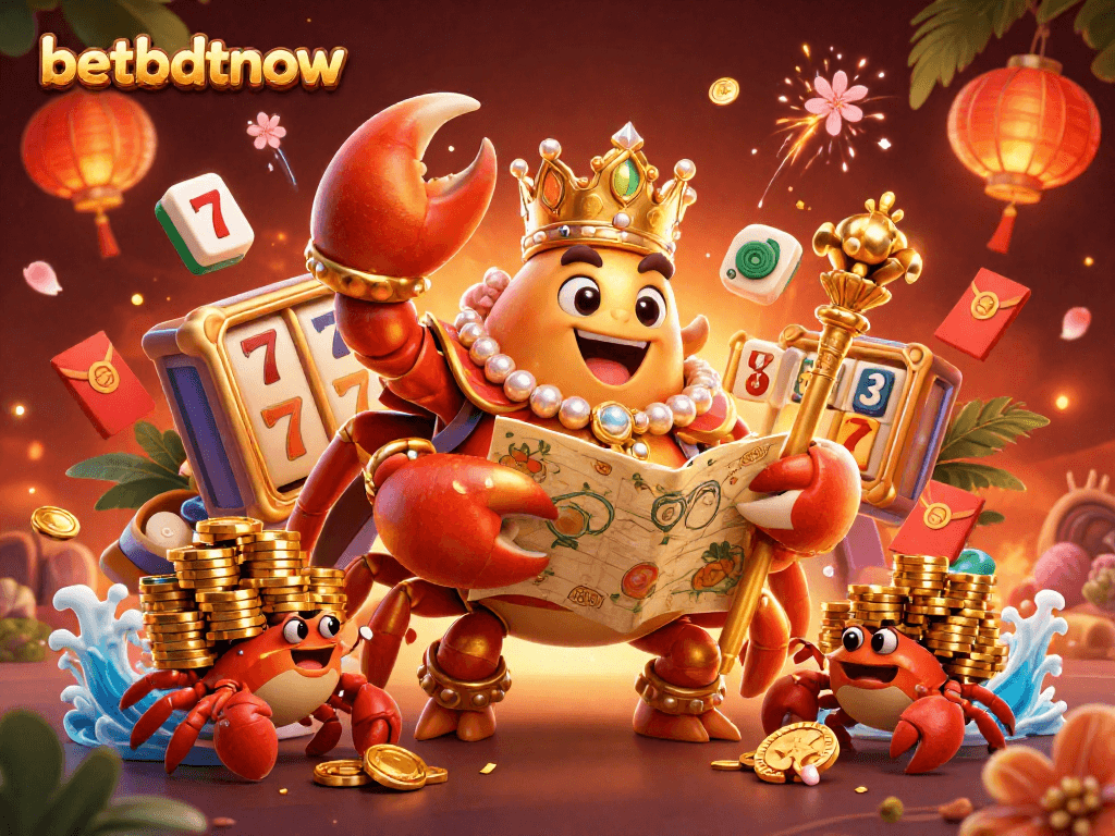 Engage in thrilling gameplay at betbdtnow with a golden crab emperor and dynamic casino riches.