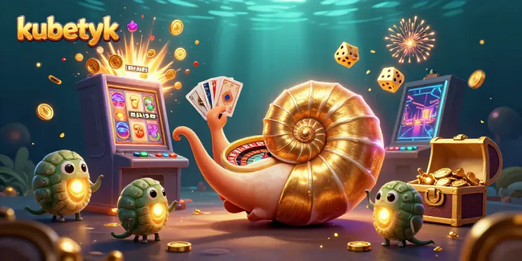 Experience thrilling gameplay at kubetyk with an exciting slot machine jackpot scene
