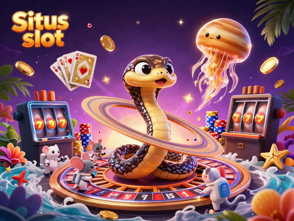 Experience thrilling victories on Situs slot with vibrant cosmic-themed casino illustration.