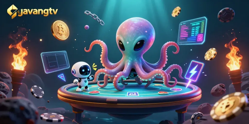 Join the excitement of gavangtv with an alien octopus managing poker on a cosmic table!