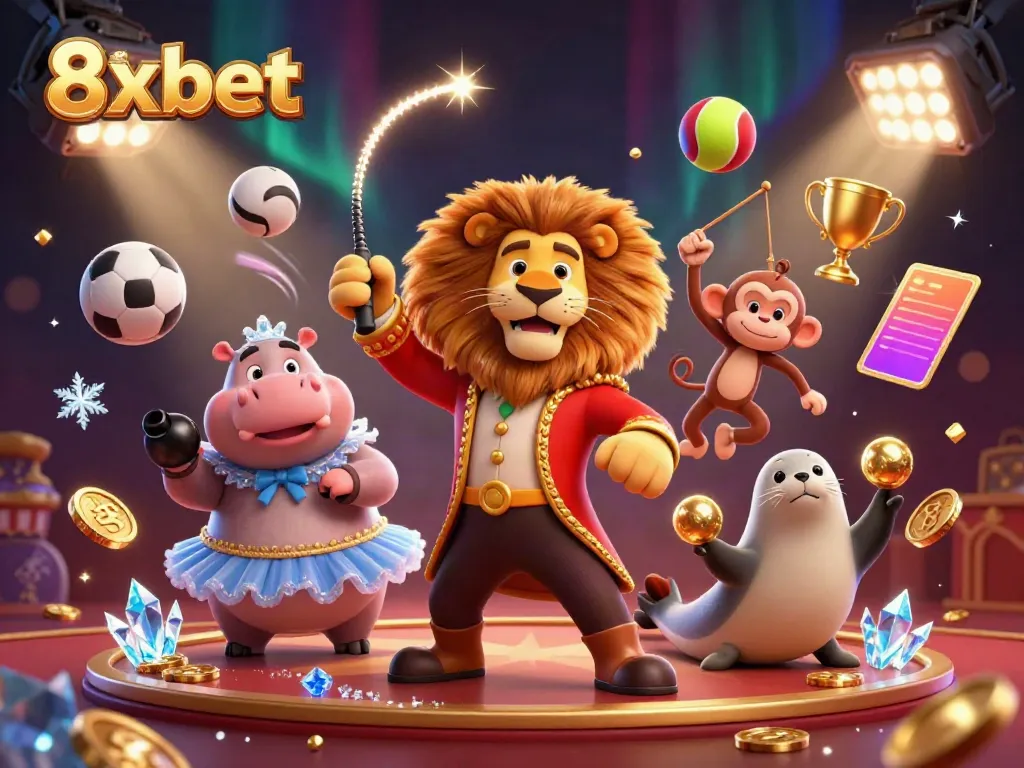 Engage with thrilling sports betting at 8xbet, featuring vibrant 3D characters in dynamic gambling action.