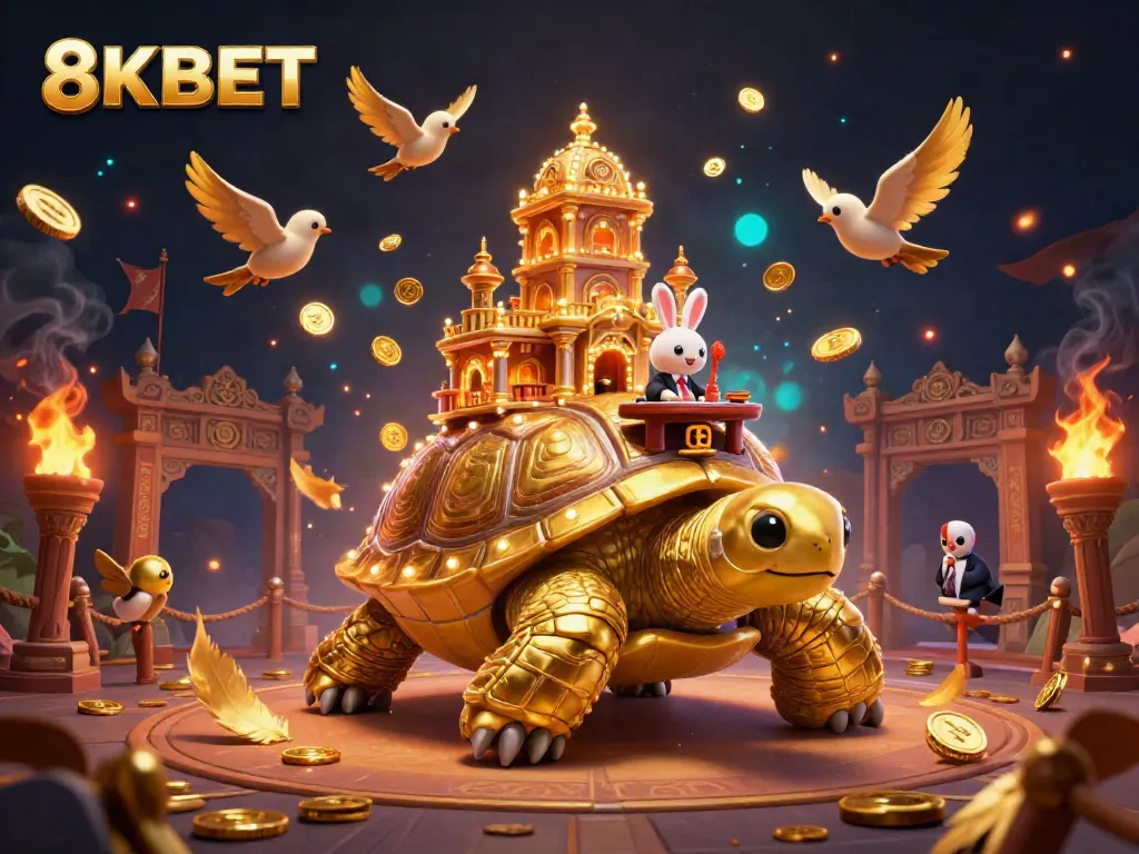Experience thrilling gameplay at 8KBET with a charming golden tortoise casino setting