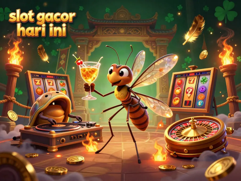 Experience the excitement of slot gacor hari ini with a vibrant 3D casino scene featuring animated gambling elements and characters.