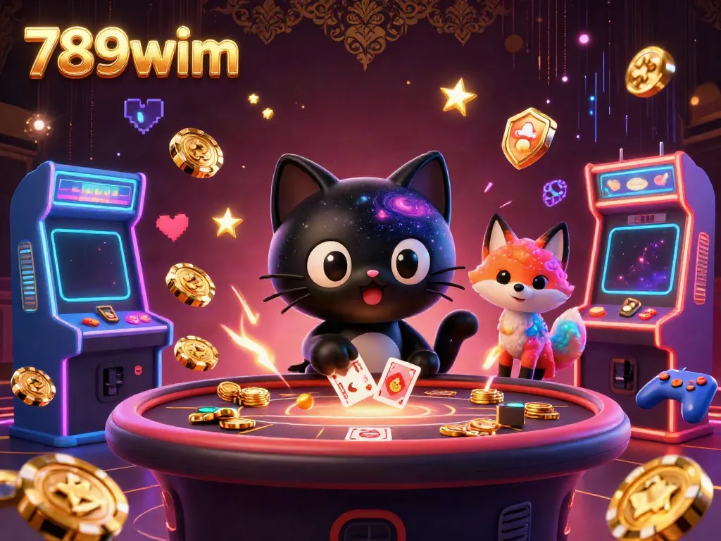 Engage with 789wim’s vibrant cosmic casino illustration, featuring unique characters in a high-energy gaming scene.