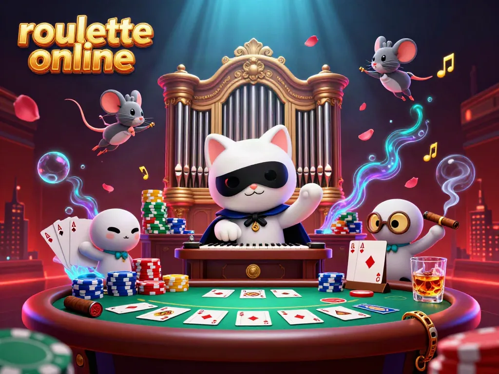Spin the roulette wheel in this lively scene portraying roullete online gameplay with vibrant characters.