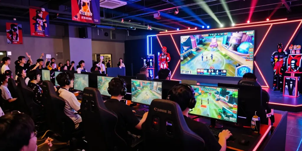 Exciting esports arena featuring PG电子 games with professional gamers and enthusiastic crowd