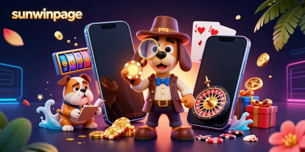 Explore the excitement of sunwinpage with a detective unraveling casino clues in vibrant 3D.