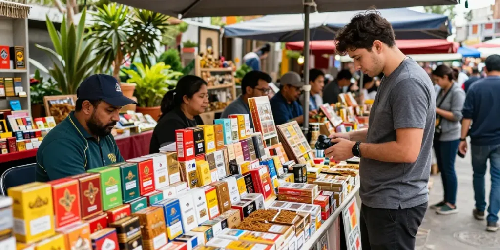 Discover quality wholesale cigarettes online while exploring a lively open-air market for premium tobacco products.
