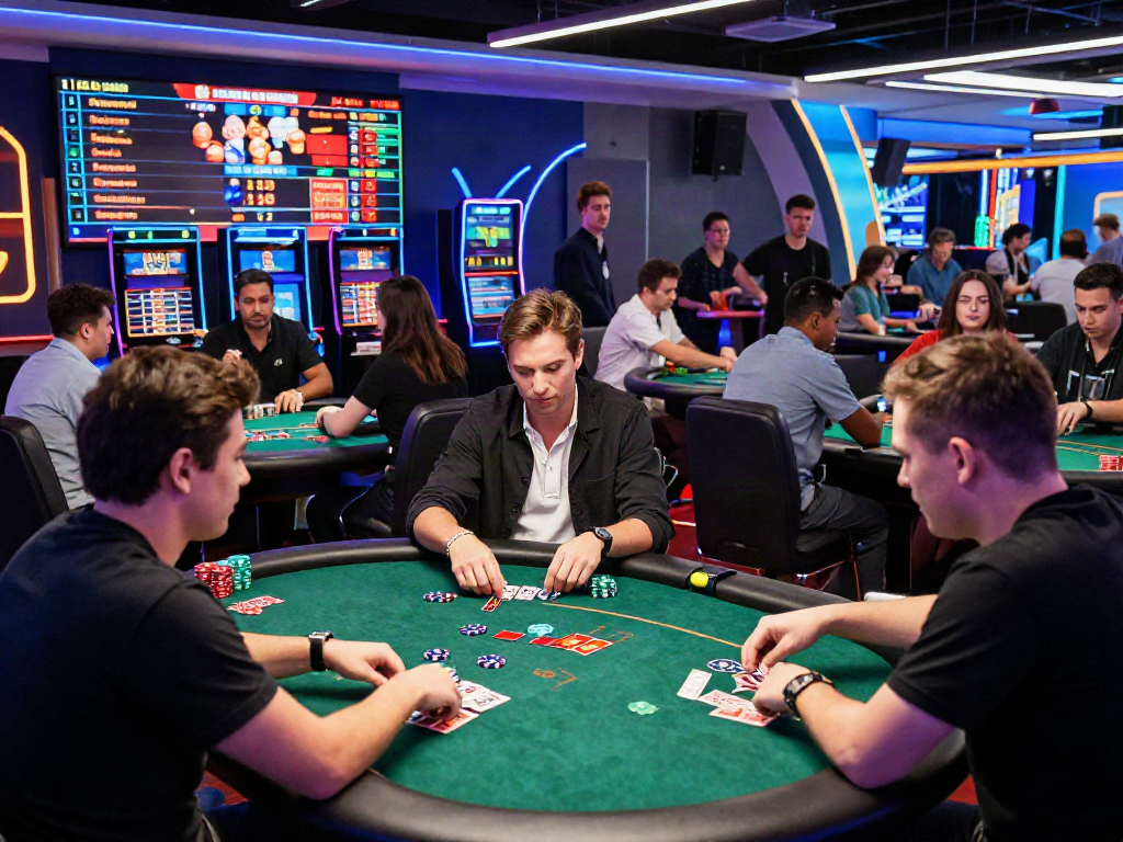 Exciting casino atmosphere showcasing players engaged in gaming and 먹튀검증 checks.