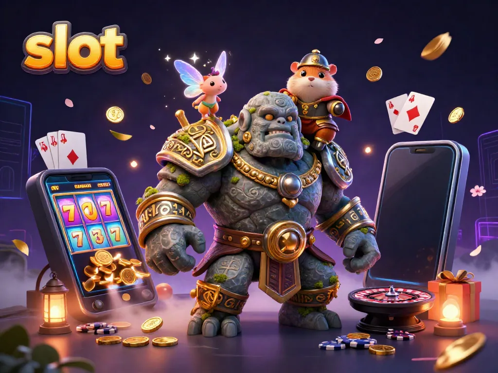 Menggandakan pengalaman bermain slot dengan karakter golem dan peri, ditambah elemen permainan yang dinamis.