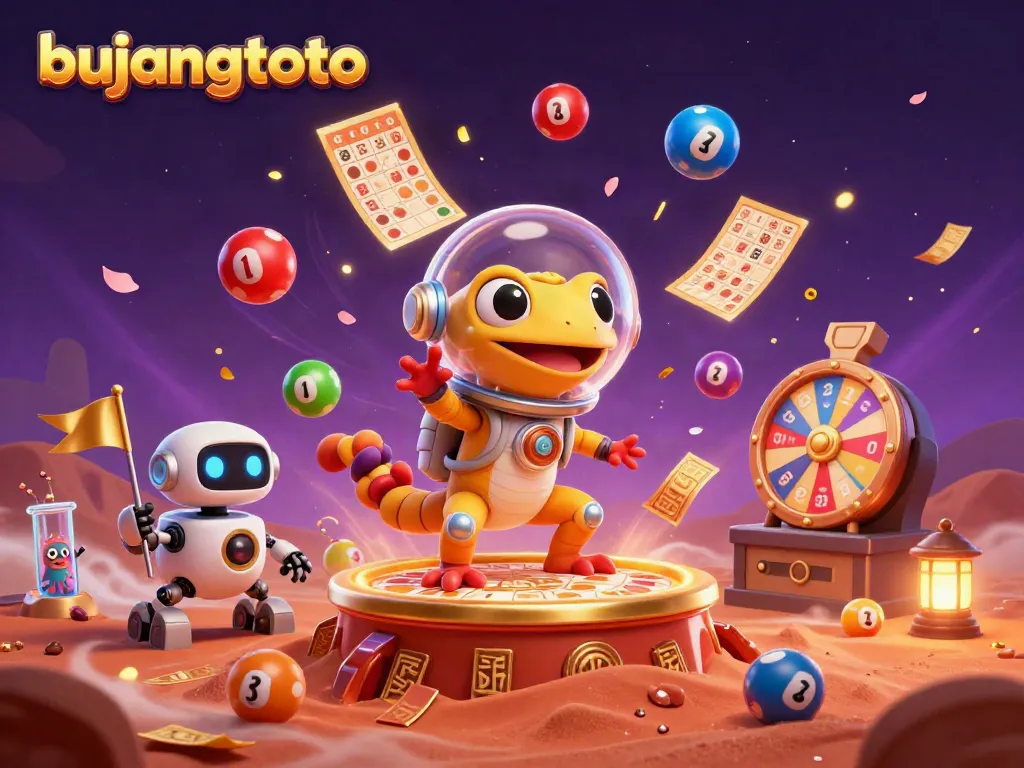 Experience the thrill of bujangtoto with a Martian gecko discovering a dazzling casino.