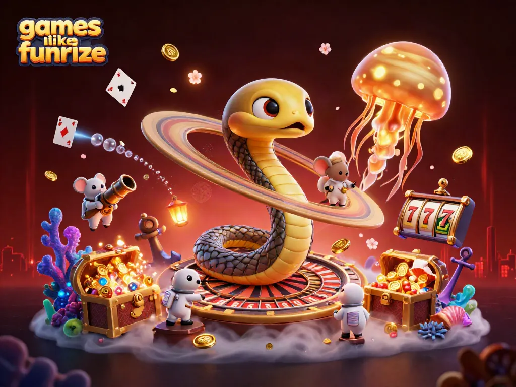 Play thrilling games like Funrize, featuring cosmic characters and rich casino elements.