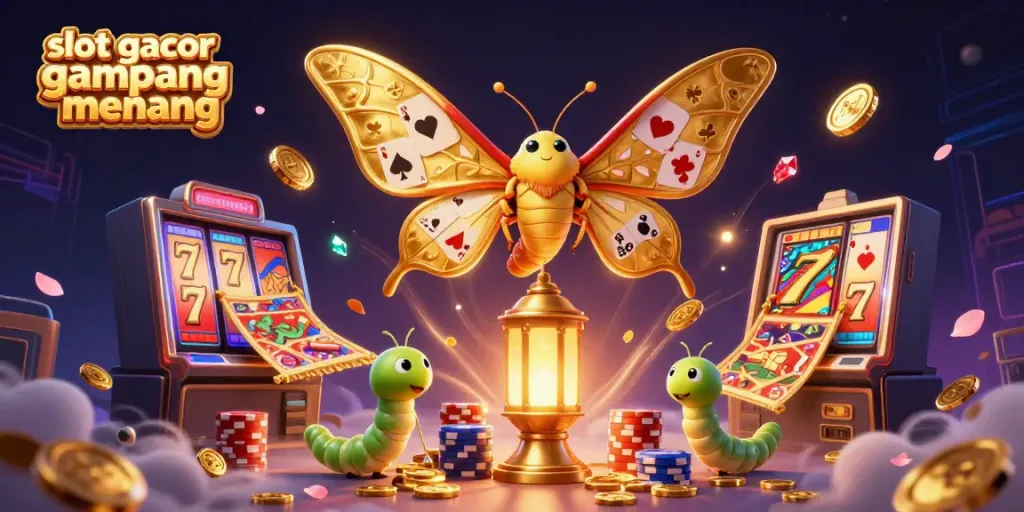 Engage with slot gacor gampang menang through this vibrant, dynamic casino scene illustration.