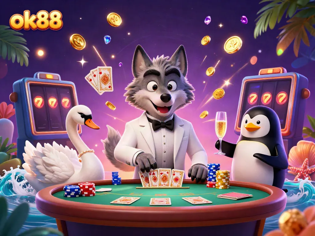 Experience thrilling play at ok88 featuring vibrant casino characters and dynamic gaming elements.