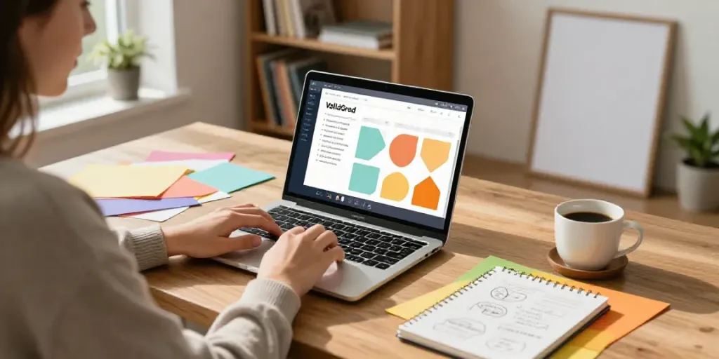 Creating diploma replacements online in a cozy home office with vibrant templates.