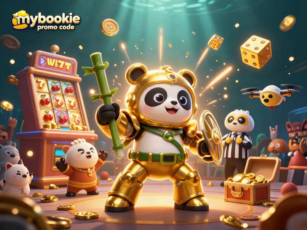 Catch casino excitement with our mybookie promo code illustrated in a vibrant 3D scene.