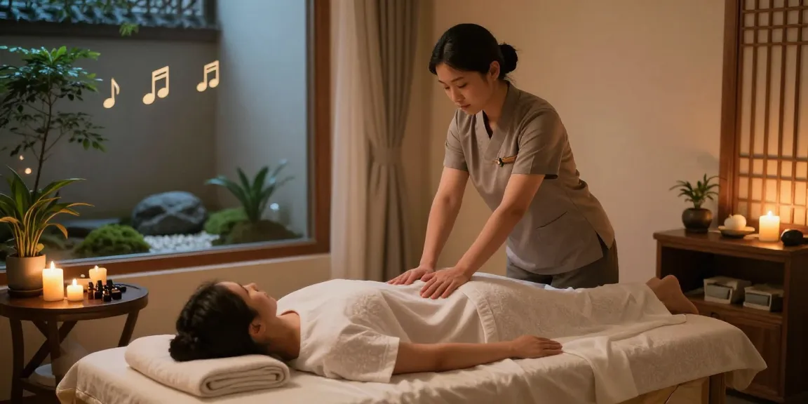 A relaxing 서울출장안마 therapy session in a serene wellness center with calming ambiance and soothing decor.