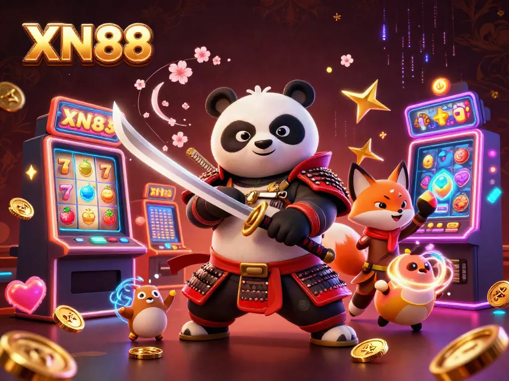 Experience XN88's immersive casino world with samurai panda and ninja fox in action.