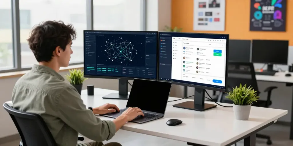 Fast network performance analysis on a workspace featuring 快连 services and technology.