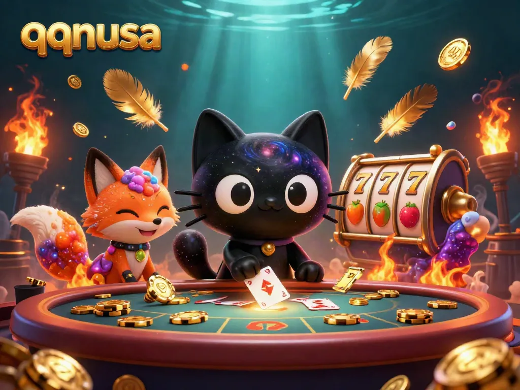 Engage in thrilling casino action with qqnusa in a cosmic setting, featuring vivid characters and dynamic game elements.