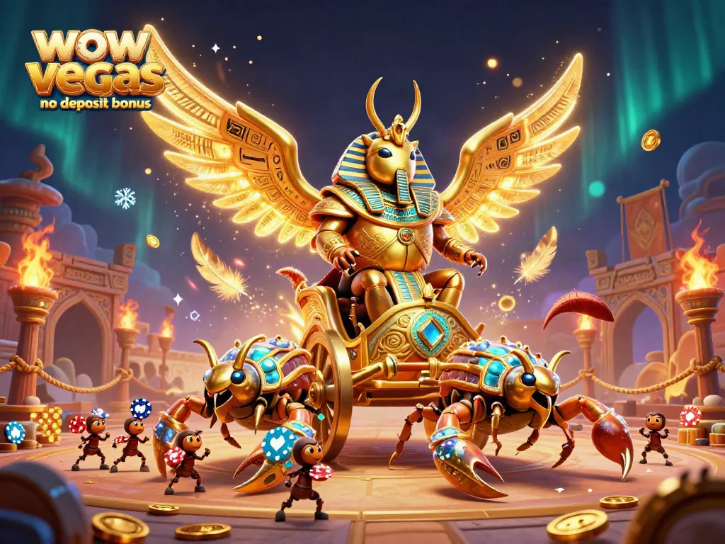 Play for fun with the WOW Vegas no deposit bonus, featuring vibrant gaming characters and rich casino elements.