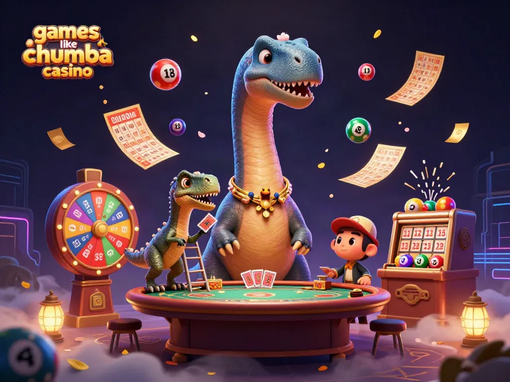 Experience games like Chumba Casino through vibrant lottery themes and animated casino scenes.