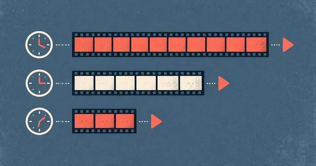 Three film-strip bars of different lengths on a timeline, comparing streaming free trial lengths and limits
