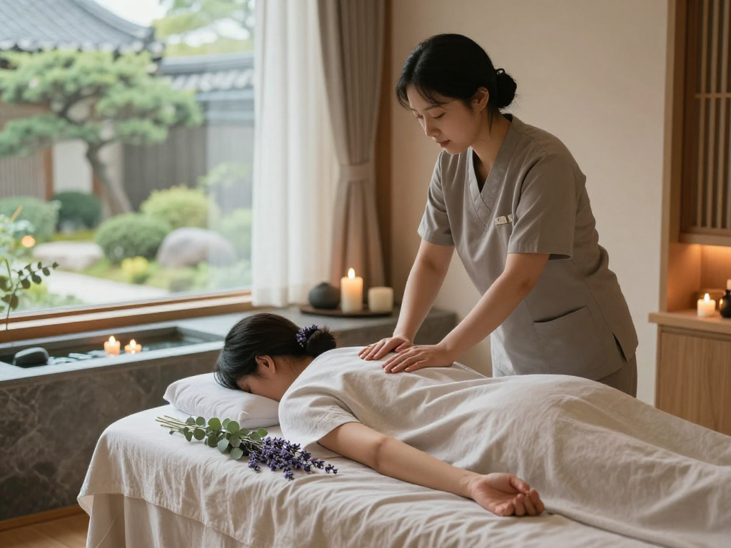 Experience 서울출장안마 with a relaxing massage at a tranquil spa in Seoul, featuring soothing ambiance and therapeutic elements.