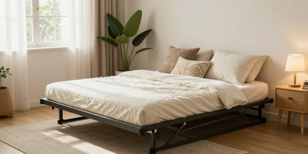 Inviting bedroom scene featuring a folding bed, emphasizing the price of folding options for modern living.