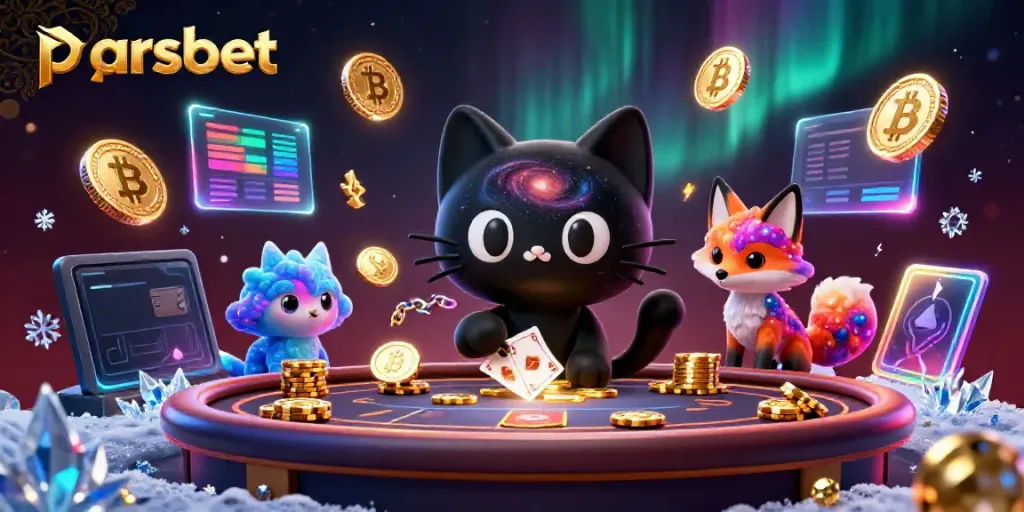 Parsbet ile oynamak üzere kedi ve tilki simgeleriyle zengin bir kumar sahnesi.