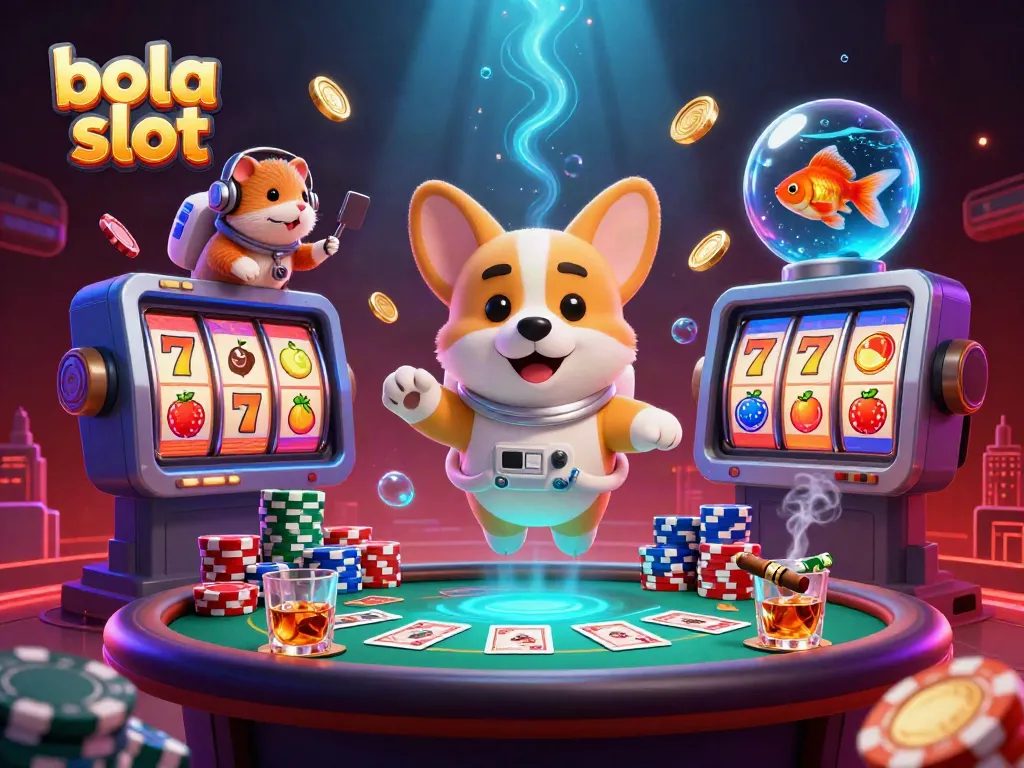 Experience the vibrant world of bola slot with this dynamic space casino scene featuring our lovable astronaut corgi.