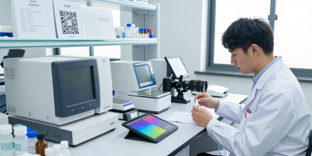 Analyzing altera science peptides in a professional laboratory setting with HPLC equipment.