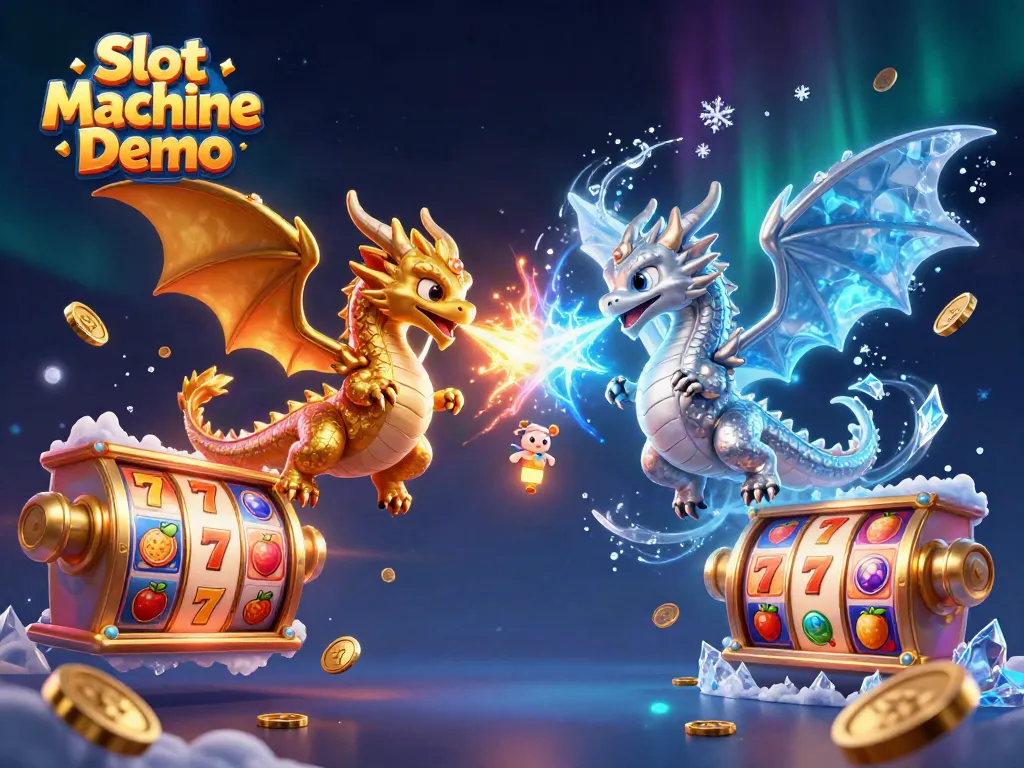 Spin the reels in the captivating Slot Machine Demo scene with dynamic dragons and slot elements