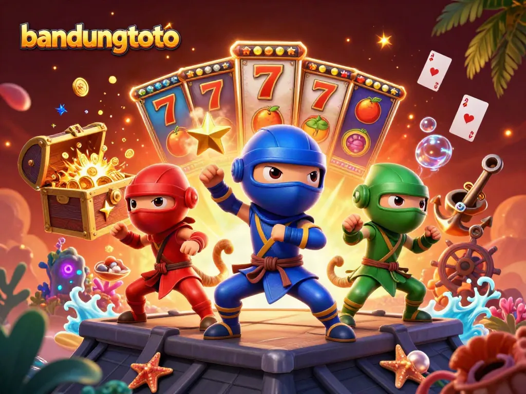 Experience thrilling wins with bandungtoto as colorful chameleons engage in a vibrant casino scene.