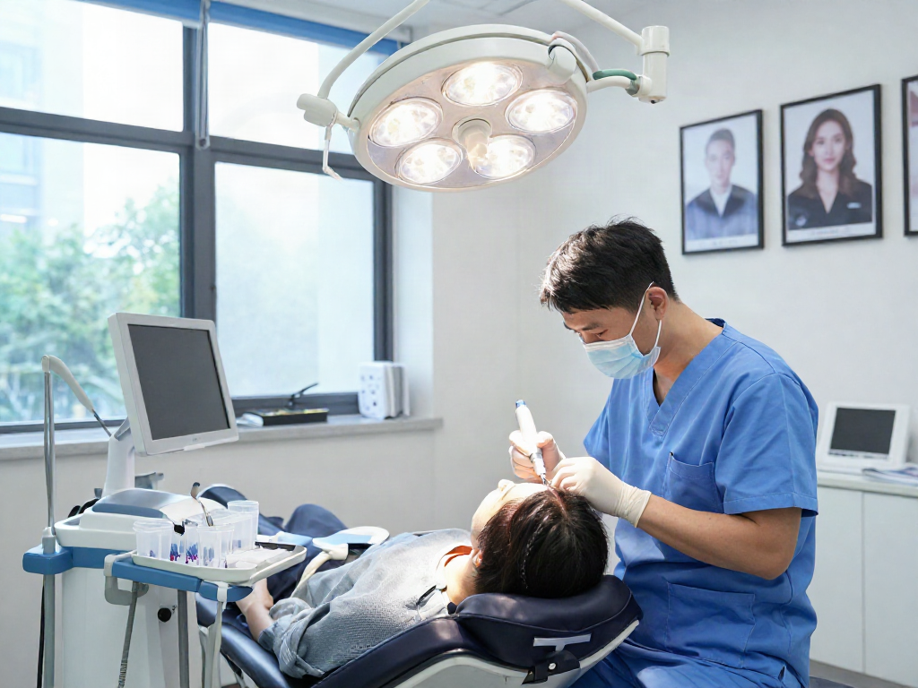 Hair transplant turkey procedure in a modern clinic with expert surgeon and advanced equipment.