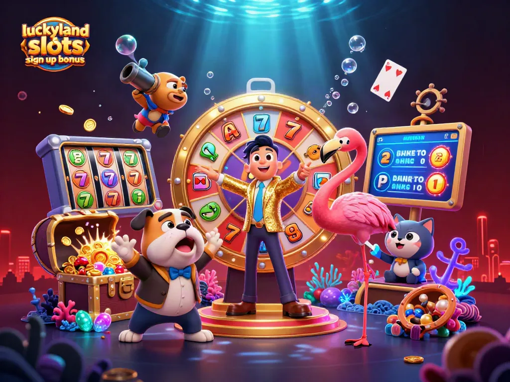 Engage with the exciting luckyland slots sign up bonus through vibrant 3D casino game illustration.