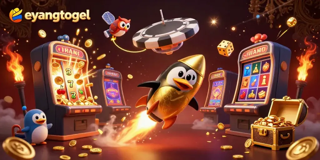 Experience the exciting world of eyangtogel with thrilling casino elements and vibrant illustrations.