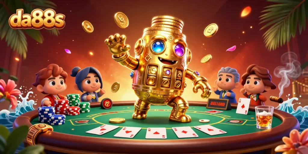 Engage in exciting betting activities at da88s with a vibrant 3D casino scene full of animated characters and dynamic game elements.