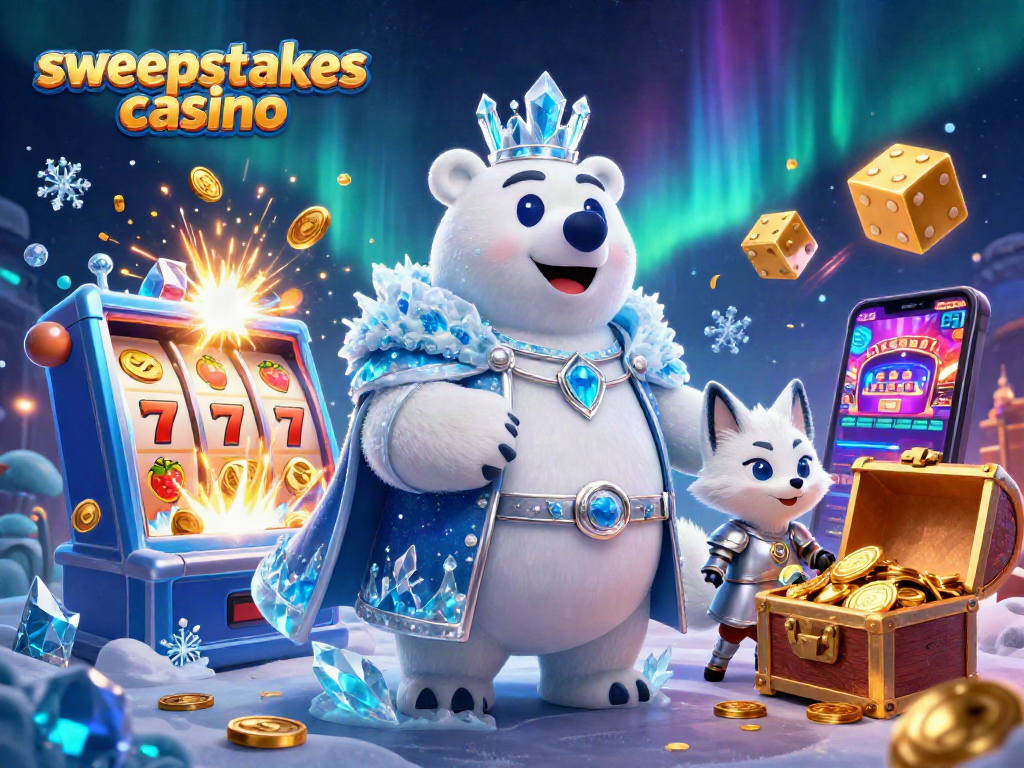 Experience thrilling wins at the sweepstakes casino with polar bear royalty and coin explosions!