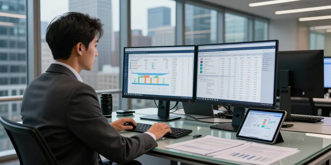 Assessing FICO scores in a modern financial office environment, showcasing professional analysis.