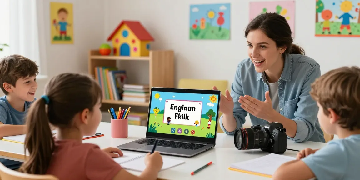 Children engaged in interactive English classes for children with a tutor online.